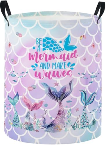 Baby Laundry Basket Baby Nursery Hamper Kids Laundry Basket Toy Storage Bin for Boys Room Decor Gift Baskets for Bedroom Bathroom(Mermaid Tail)