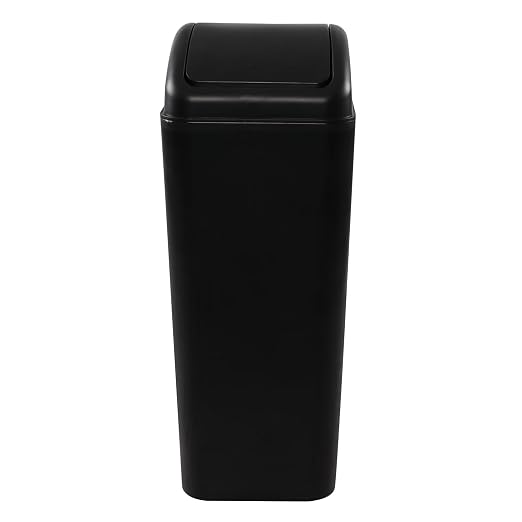 Ramddy 3.5 Gallon Plastic Slim Trash Can, 14 L Small Commercial Garbage Bin | Black, Modern Wastebasket