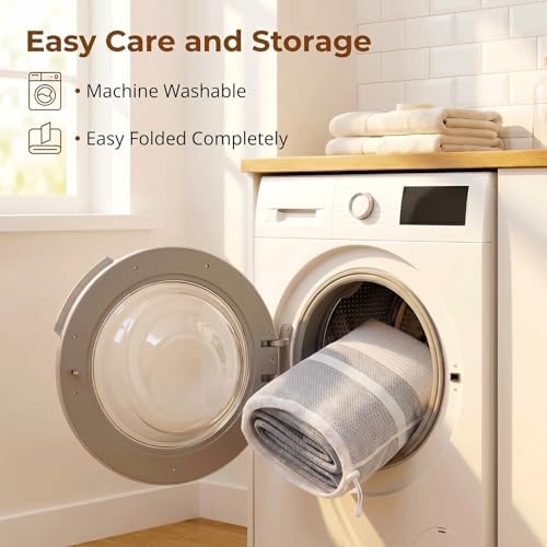 OIASKET 108L Cotton Rope Storage Basket for Living Room and Bedroom 25"x16"x16" Woven Laundry Basket, Heavy Duty Bin for Blankets, Pillows & Toys, Pet-Safe & Scratch-Free, Grey and White