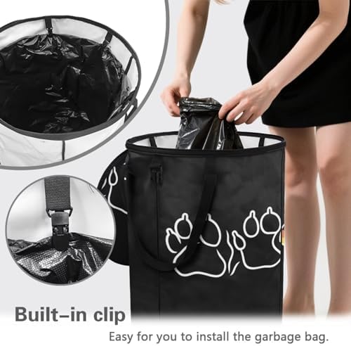 Paw Print Camping Garbage Can Collapsible Rv Garbage Can for RV's, Camping, Recycling, Yard Waste, Leaf Bag, Children Toy Bin (Trash)
