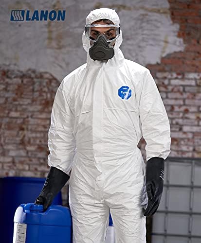 LANON Rubber Chemical Resistant Gloves,Heavy-duty Work,Unlined,Black,Large | Heavy-Duty Work,Cleaning,Waterproof,Unlined,Reusable,Comfortable,Durable,Non-Slip,Acid,Solvent,Alkali & mechanical risks.