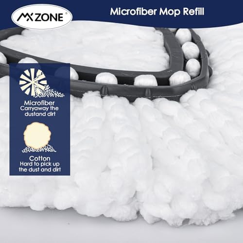 Spin Mop Replacement Heads for O-Cedar EasyWring 1-Tank, Microfiber 5-Pack | Scratch-safe refill traps hair & stains. Wet/dry cleans hardwood, tile & kitchen floors. Washable, reusable, easy to replace.