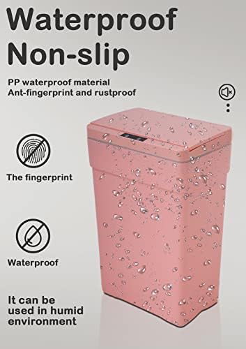 13 Gallon/50 L Kitchen Trash Can with Touch-Free & Motion Sensor Lid, Plastic Cute Automatic Trash Can for Bathroom & Bedroom