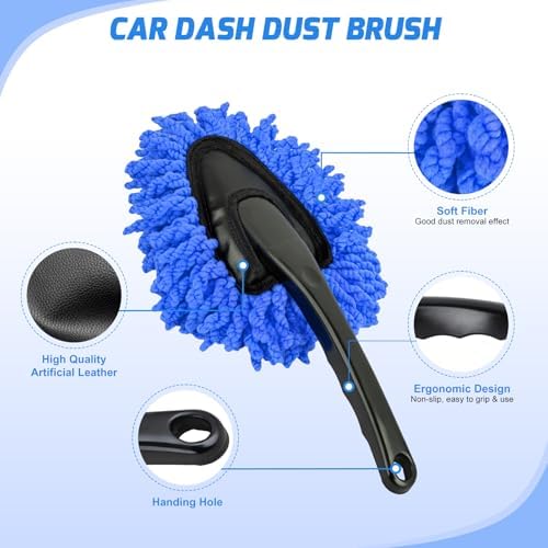 Nilight 15PCS Car Detailing Kit for Interior Exterior Car Care, Blue | auto cleaning Tools with storage bag, Car Care Clean Windshield Dashboard Seat Air Vents Wheels Tires, beginner friendly