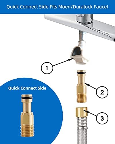 Universal Kitchen Sink Side Sprayer Head/Water Hose/Holder, Silver Chrome | Quick Side Connector Compatible with Moen Faucet Sprayer Replacement, Kitchen Sink Faucet Sprayer Attachment