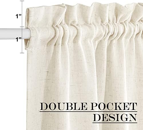 NICETOWN Natural Kitchen Sheer Door Window Curtain 26 x 40 inches Long | Light Filtering, Rod Pocket with Tieback, Farmhouse French Door Shade for Front Back Window Cover, 1 Panel, Off White