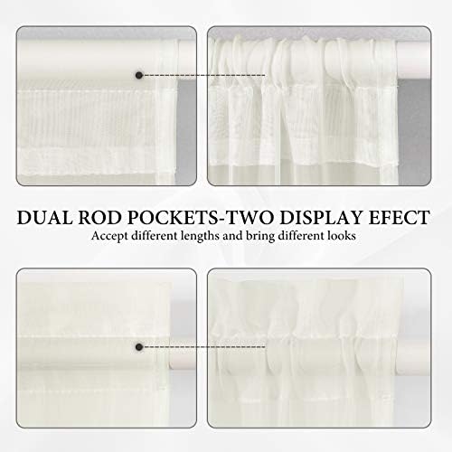MIULEE Ivory 54 Wide and 72 Inches Length French Door Sheer Curtains | Light Filtering Window Treatment with 2 Tiebacks, Front Back Patio Glass Door, Set of 2