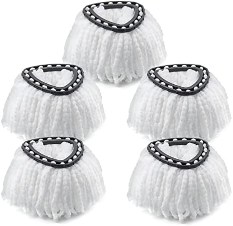 Spin Mop Replacement Heads for O-Cedar EasyWring 1-Tank, Microfiber 5-Pack | Scratch-safe refill traps hair & stains. Wet/dry cleans hardwood, tile & kitchen floors. Washable, reusable, easy to replace.