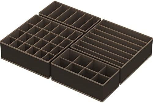 Simple Houseware 4-Pack Drawer Organizer Set for Underwear/Socks/Bra, Brown | Closet Dividers for Underwear, Socks, Bras, Scarves, Ties - Foldable Non-Woven Storage Boxes