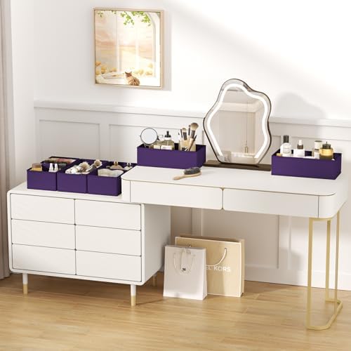 DIMJ Drawer Organizer Clothes, 12 Pack Dresser Organizer, Foldable Closet Organizers and Storage, Fabric Dresser Bins, Drawer Dividers for Nursery, Baby Clothes, Underwears, Sock (Purple)