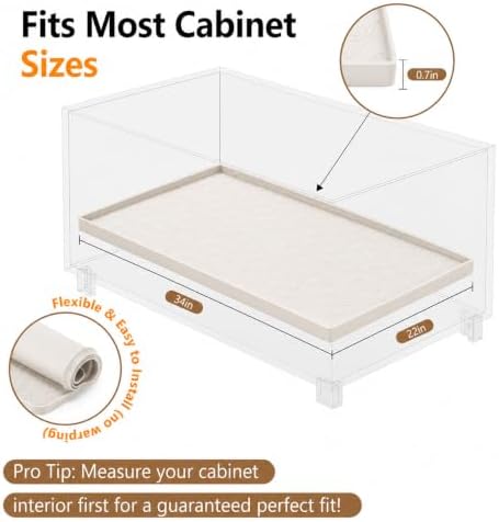 34"x22" Waterproof Silicone Under Sink Mat Drip Tray(Cream Brown) | Non-Slip Silicone Sink Liner & Drip Tray with Raised Edges, Versatile Floor & Cabinet Protector for Pets & Utility Area