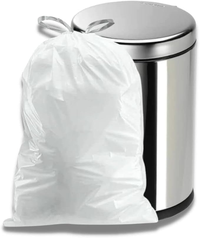 Plasticplace 4-6 Gallon White Drawstring Bags, 100% Prime Material, 17x20, 0.7 Mil, 200/Case (Pack of 4)