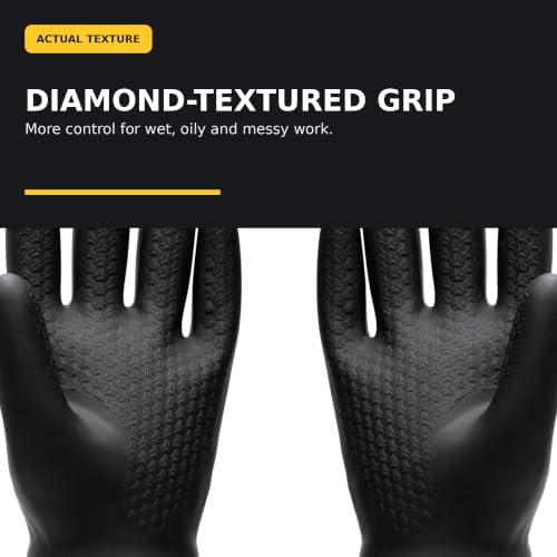 Heavy Duty Chemical Resistant Rubber Gloves (1 Pair) - Extra Long Cleaning & Industrial Work Gloves, Acids & Solvents