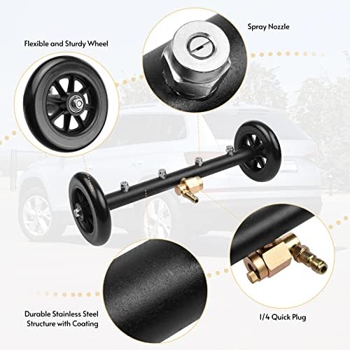 YUYTE 16 Inch 2-in-1 Undercarriage Pressure Washer Surface Cleaner Attachment, Water Broom for Car Chassis and Driveway Ground Cleaning