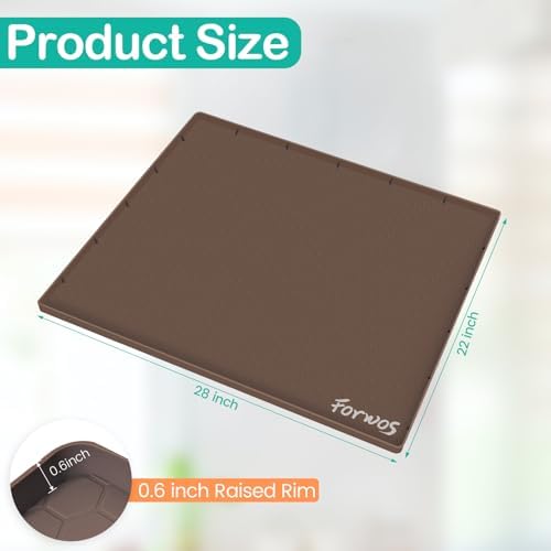 Silicone Under Sink Mat, 28"x22", Waterproof Cabinet Liner, Brown | Shelf Liner, Cabinet Protector, Home Organizer, for Kitchen, Bathroom, Multipurpose, Leak Proof, Easy Clean, Drip Tray, Clean