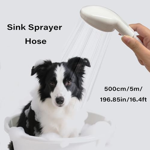 16.4FT/5M Sink Spray Hose,Sink Sprayer Hose Attachment for Portable Hand HeldHead Shower Sprayer,Shampoo Sprayer Hose for Bathing Pets,Washing Hair,Rinsing Vegetables