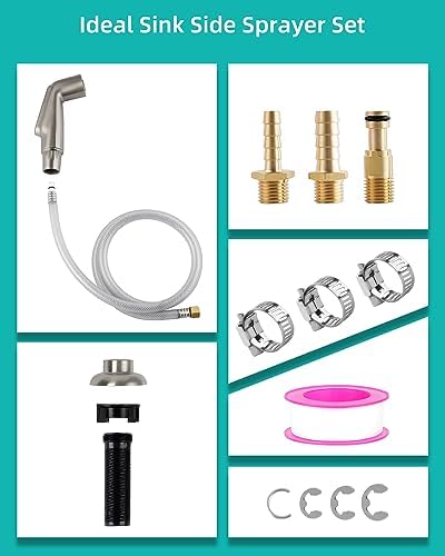 Universal Kitchen Faucet Sprayer Attachment/Hose/Holder, Brushed Nickel | Compatible with Moen/Delta Faucet Sprayer Replacement, Kitchen Sink Side Sprayer Head