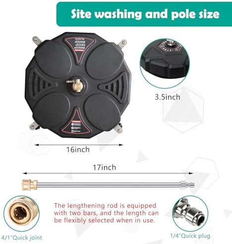 13" Pressure Washer Surface Cleaner,Selkie Power Washer Driveway Attachment with 2 Power Washer Extension Wands&4 Replacement Nozzles,2500 PSI
