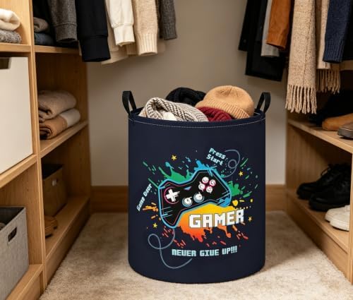 Baby Laundry Basket Baby Nursery Hamper Kids Laundry Basket Toy Storage Bin for Boys Room Decor Gift Baskets for Bedroom Bathroom(Games)