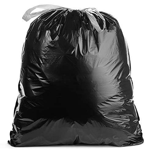 Ultrasac 39 Gallon 1.1 MIL Black Drawstring Trash Bags - 33" x 43" - Pack of 50 - For Kitchen & Outdoor