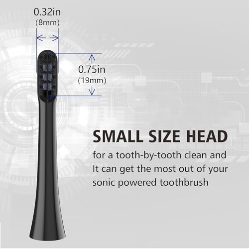 Floss-Like Brush Heads Fit Colgate Electric Toothbrush,Black 8Pcs | for Hum 360 and Total,Soft,Bamboo-Charcoal Infused Bristles,Ultrathin DuPont Bristles,Individually Sealed and Packaged