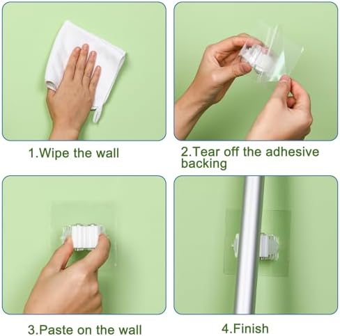 Teenyyou 36 Pcs White Wall Hook Set,Include 24pcs Hanging Hook,12pcs Broom and Mop Holder Wall Mounted for Bathroom,Kitchen,Office,Outdoor and Indoor Tool Organizer