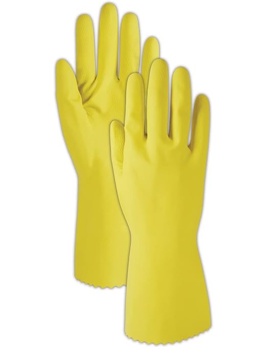 MAGID ComfortFlex 15 Mil Flock-Lined Latex Cleaning Gloves, 12 Pairs, 626