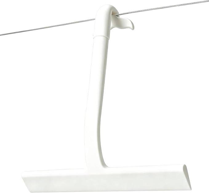 Shower Squeegee for Glass Doors: Streak-Free Silicone, 8.27 inch | One Swipe Silicone Blade, Built-in Hook for Easy Hanging, Versatile for Bathroom Mirror & Car Window (Classic White)