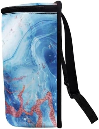 Blue Butterfly Marble Print Trash Can for Car Leakproof Garbage with Lid and Zipper Trash Bin Hanging Back of Seat Auto Interior Accessories Universal Fit Most Truck SUV Van
