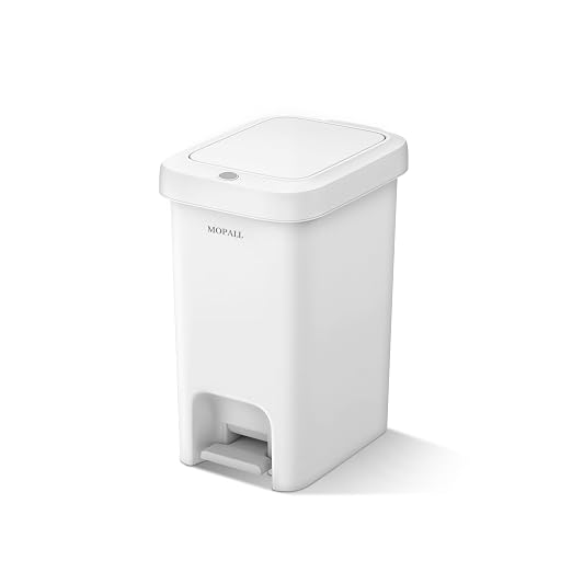 MOPALL 1.9 Gallon Small Bathroom Trash Can with Lid | Dual Opening Lid with Push Top & Foot Pedal, Hidden Inner Storage, Soft Close Design, Space-Saving for Bathroom & Under Sink