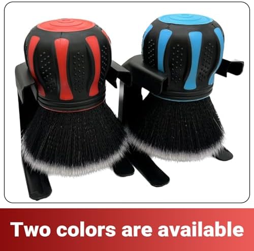 Car Detailing Brush, Automotive Ball-shaped Detail Brush, Ultra Soft Cleaning Brushes with Storage Rack, Universal Auto Interior Cleaning Tool, for Most Cars (Red)