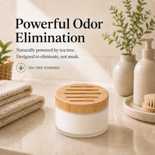 Odor Eliminator Gel Air Freshener Kit - Tea Tree Powered - Refill Gel (15oz), 2 Refillable Jars - Removes Strong Odors, Fragrant, & Long Lasting (Lemon Fresh)