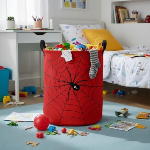 Baby Laundry Basket Baby Nursery Hamper Kids Laundry Basket Toy Storage Bin for Boys Room Decor Gift Baskets for Bedroom Bathroom(Spider Web)