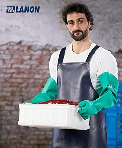 LANON 18" Long Nitrile Chemical Resistant Gloves,Unlined,Green,XLarge | Heavy-Duty Work,Cleaning,Dishwashing,Waterproof,Reusable,Comfortable,Durable,Non-Slip,Latex Free,Acid,Alkali & Oil Protection