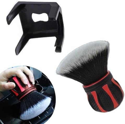 Car Detailing Brush, Automotive Ball-shaped Detail Brush, Ultra Soft Cleaning Brushes with Storage Rack, Universal Auto Interior Cleaning Tool, for Most Cars (Red)