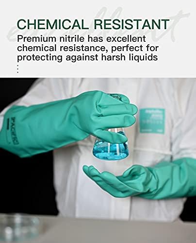 PACIFIC PPE Chemical Resistant Nitrile Gloves, 28 Mil Long Cuff, 2 Pairs | Chemical gloves, acid alkali solvent and oil resistant, reusable, textured grip, long cuff protection for industrial work