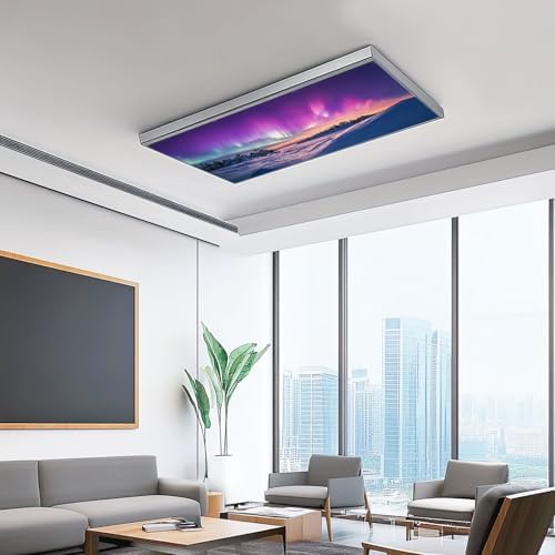 4 Pack Fluorescent Light Covers for Ceiling Lights snowy mountains starry Fantastic Winter Magical Landscape snowy Decorative Magnetic Fluorescent Light Filters for Classroom Office Home 4x2 ft