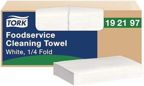 Tork Foodservice Cleaning Towel White, 1/4 Fold, 1 x 150 Towels, 192197
