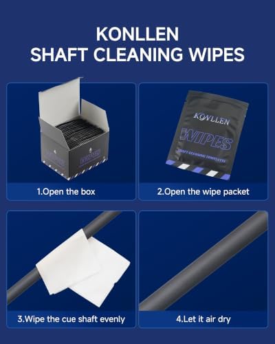KONLLEN Pool Cue Cleaning and Maintenance Accessories | Choose sprays, wipes, towels, wax, powder, or maple shaft pads for everyday billiard cue care.