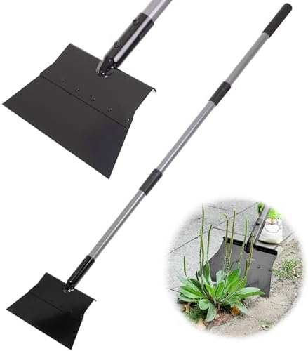 Suchtale Flat Shovel, 11-Inch Floor Scraper, Long Handle Weed Scraper | 11-Inch Garden Cleaning Shovel with Foot Step for Weeds, Moss, Lawn Edging, Driveways, Sidewalks, Light Snow and Thin Ice