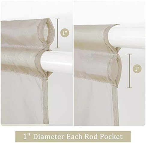 MIULEE Beige 54 Wide and 72 Inches Length French Door Sheer Curtains | Light Filtering Window Treatment with 2 Tiebacks, Front Back Patio Glass Door, Set of 2