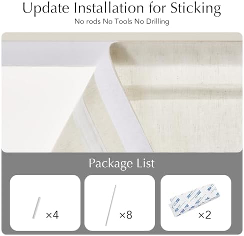 NICETOWN Linen Farmhouse French Door Curtain, No Drill Roman Shades for Window, Ivory Thick Linen Blended Light Filtering Solid Window Cover for Glass Patio, 30" Wx 72" L, 1 PC