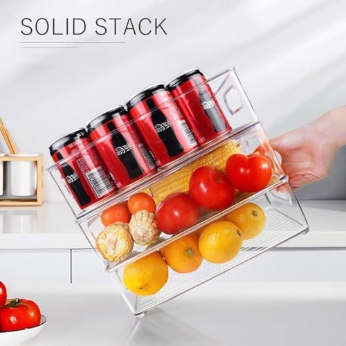 7 Pack Refrigerator Organizer Bins | 4 Sizes Stackable Clear Pantry Storage Bins with Handles for Fridge, Shelves, Drawer, Snack Organizer for Home & Kitchen