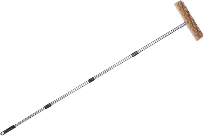 Zerodis Brushes Scrub Brush Outdoor Tool Deck Brush with 48.8 Inch Adjustable Handle Moss Grime Remover for Patio Concrete Garage Floors Stainless Steel Wire Stainless (30cm / 11.8in)