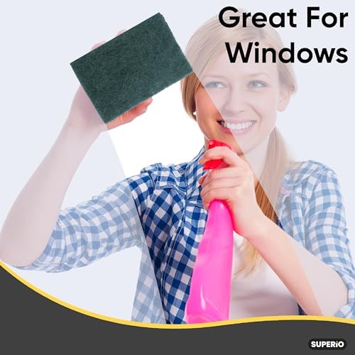 Scouring Pad Non-Scratching Scrubber Non-Scratch Cleaning Scrub Pads Heavy Duty Scouring Pad Reusable Kitchen Scrubbing Pad Pack of 30 Green, by Superio