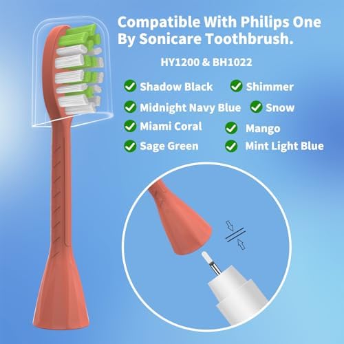 10 Pack Toothbrush Replacement Heads for Philips One Sonicare, Orange Red | Medium bristles, Aldult Tooth Brush Heads Refill