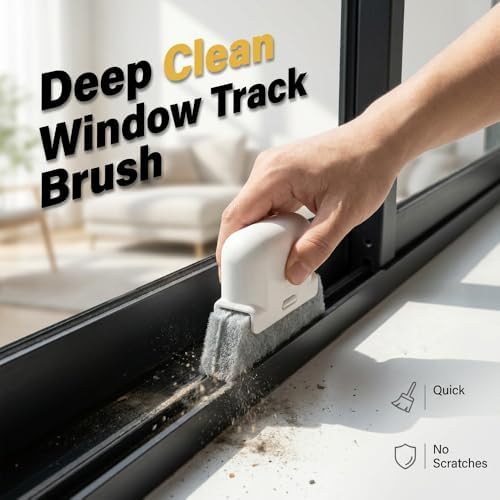 2026 New Magic Window Track Cleaner Set – Handheld Multipurpose Cleaning Brush Windows Screen Brush for Window Grooves, Tile Grout Lines, Shutter Slats, Car AC Vents & Narrow Gaps (3pcs Orange)