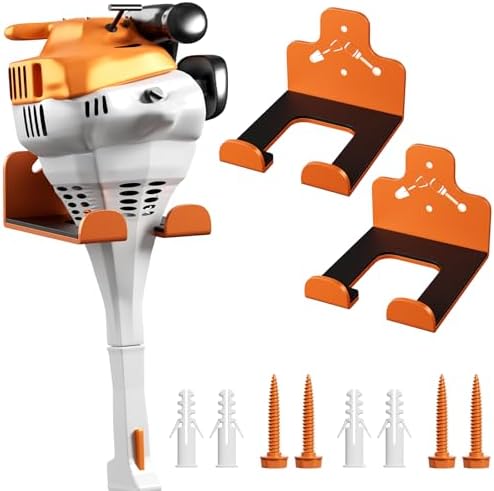 Garage Storage Trimmer Rack, Weed Whackers Holder Organizer, Orange, 2 Pack | Heavy Duty Garden Power Tool Hanger,Weed Wacker Holder Wall Mount for Grass Trimmer,Hedge Trimmer,Garage Trimmer,Garden Tools
