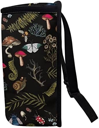 Auto Trash Can, Dark Wild Mushroom Ferns Printed, Manual-Lift, 14"W x 14"H x 14"D