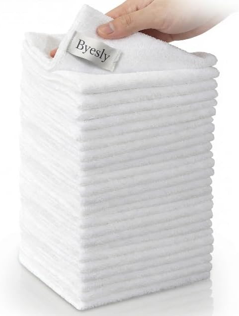 24-Pack Microfiber Cleaning Cloth, 11.5x11.5 Microfiber Towels for Cars, Dishes & House, for Detailers, Chefs & Efficient Home | Scratch-Free, Lint-Free, Ultra Absorbent(White)